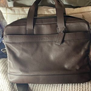 Coach Dark Brown Leather Laptop Work Travel Coach Bag